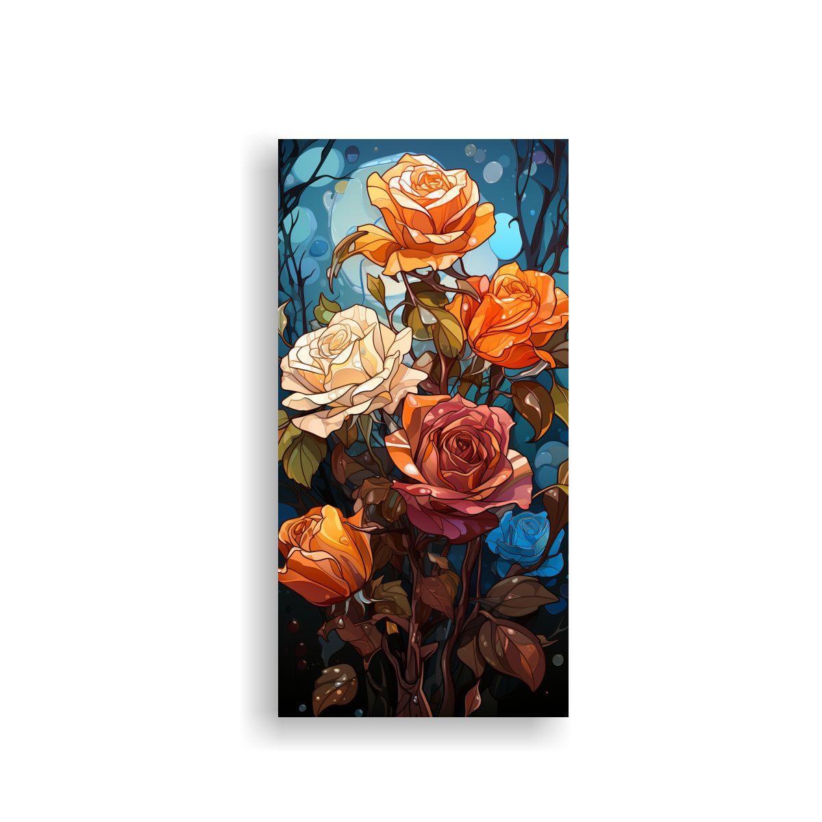 Cuadro De Cuadro De Rosas Híbridas Estilo Pop Art 20x40cm-0