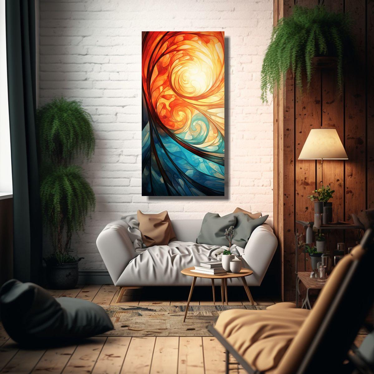 Cuadro Vanguardia Pintura Abstracta Con Diseño 50x100cm-2