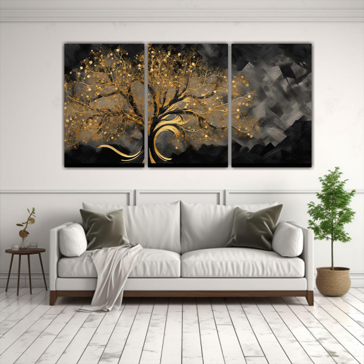 Cuadros Estéticos En Negro Y Oro Para Decoración 90x45 Cm-2