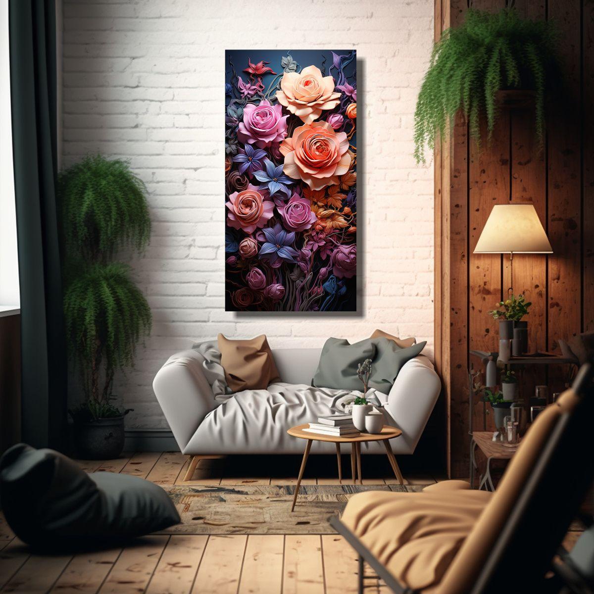 Pintura Decorativa De Rosa Y Sobre Rosa 60x120 Cm-2