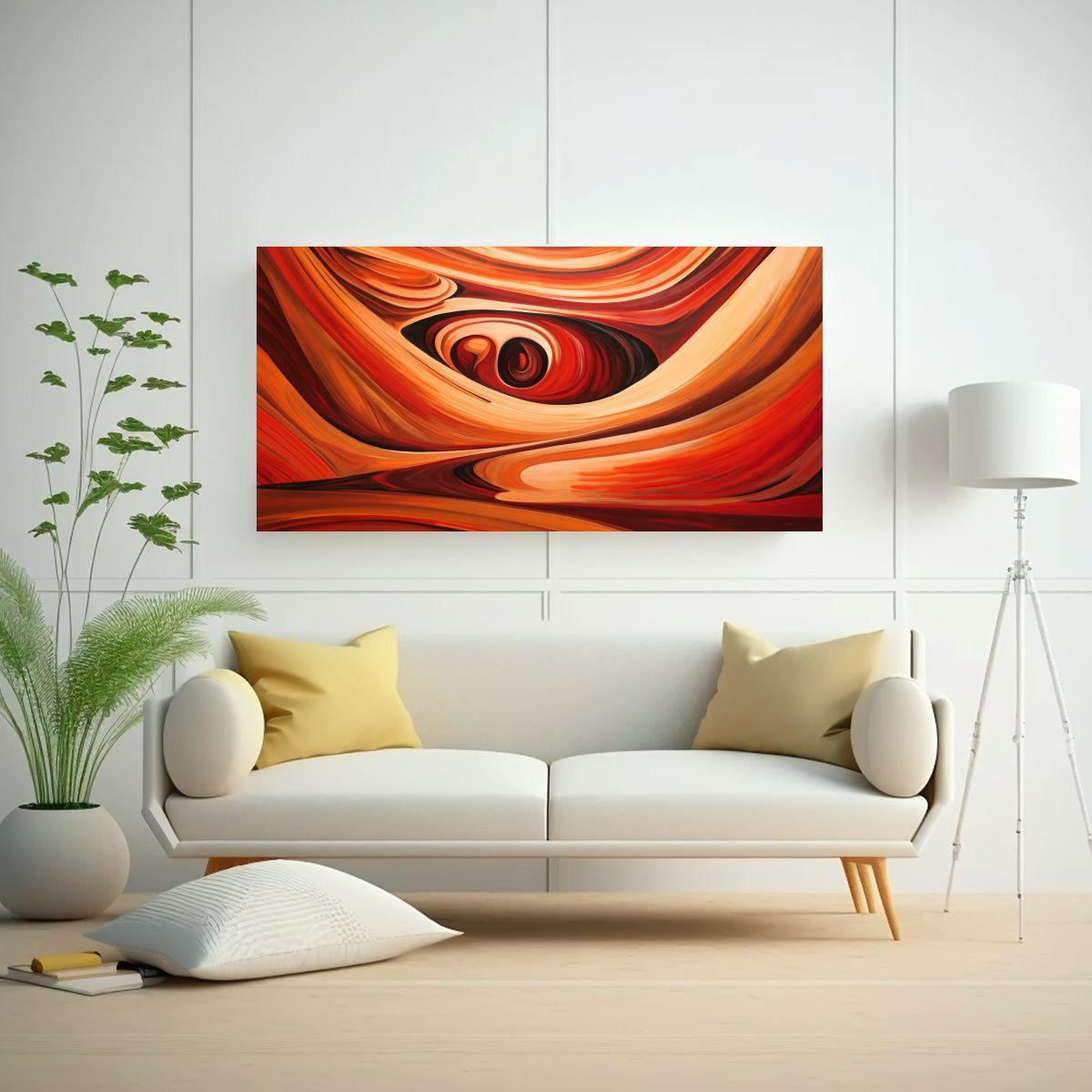 Pintura Abstracta En Bastidor: Paisaje Rojo De 160x80cm-2