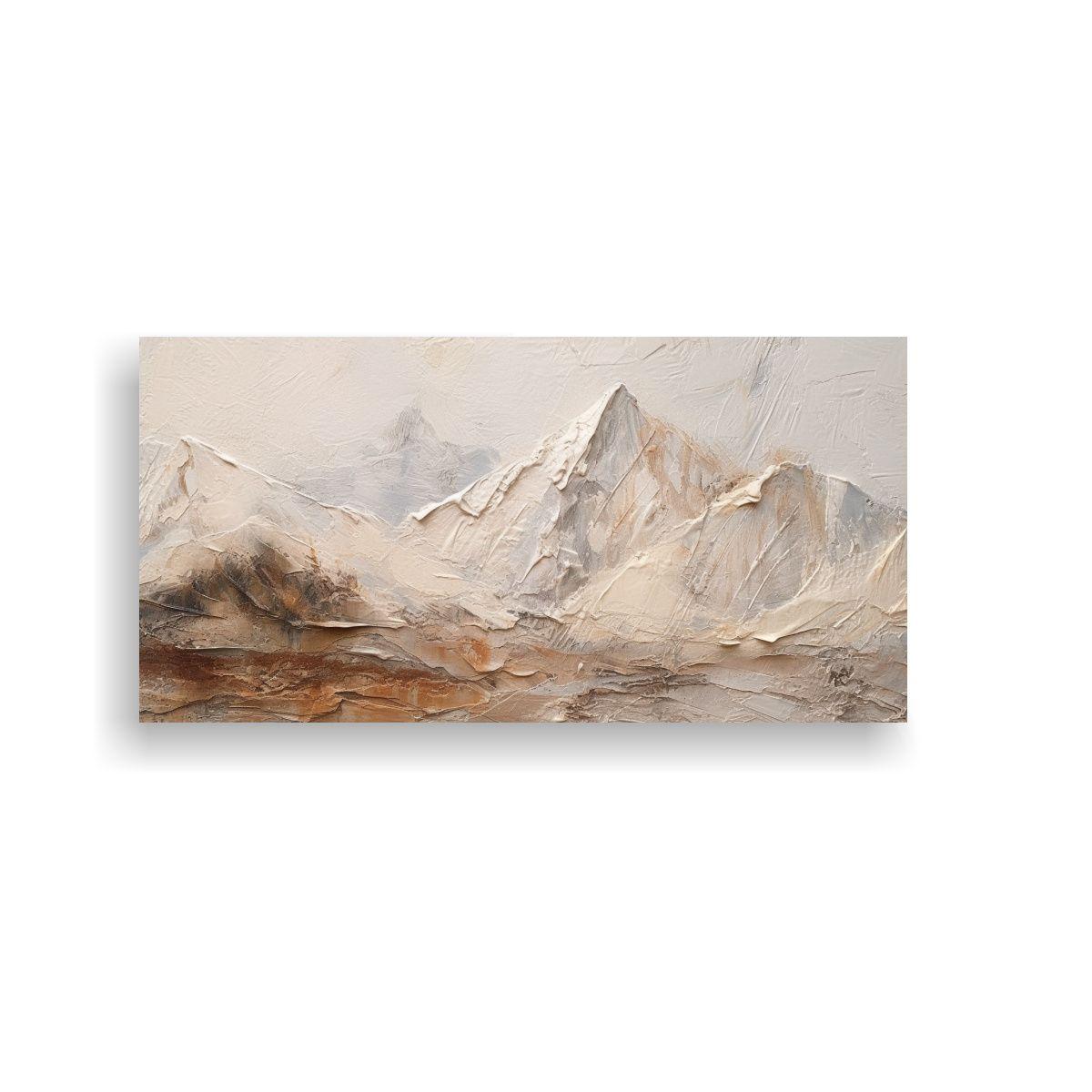 Pintura De Paisaje Montañoso En Blanco, Marrón 40x20cm-0