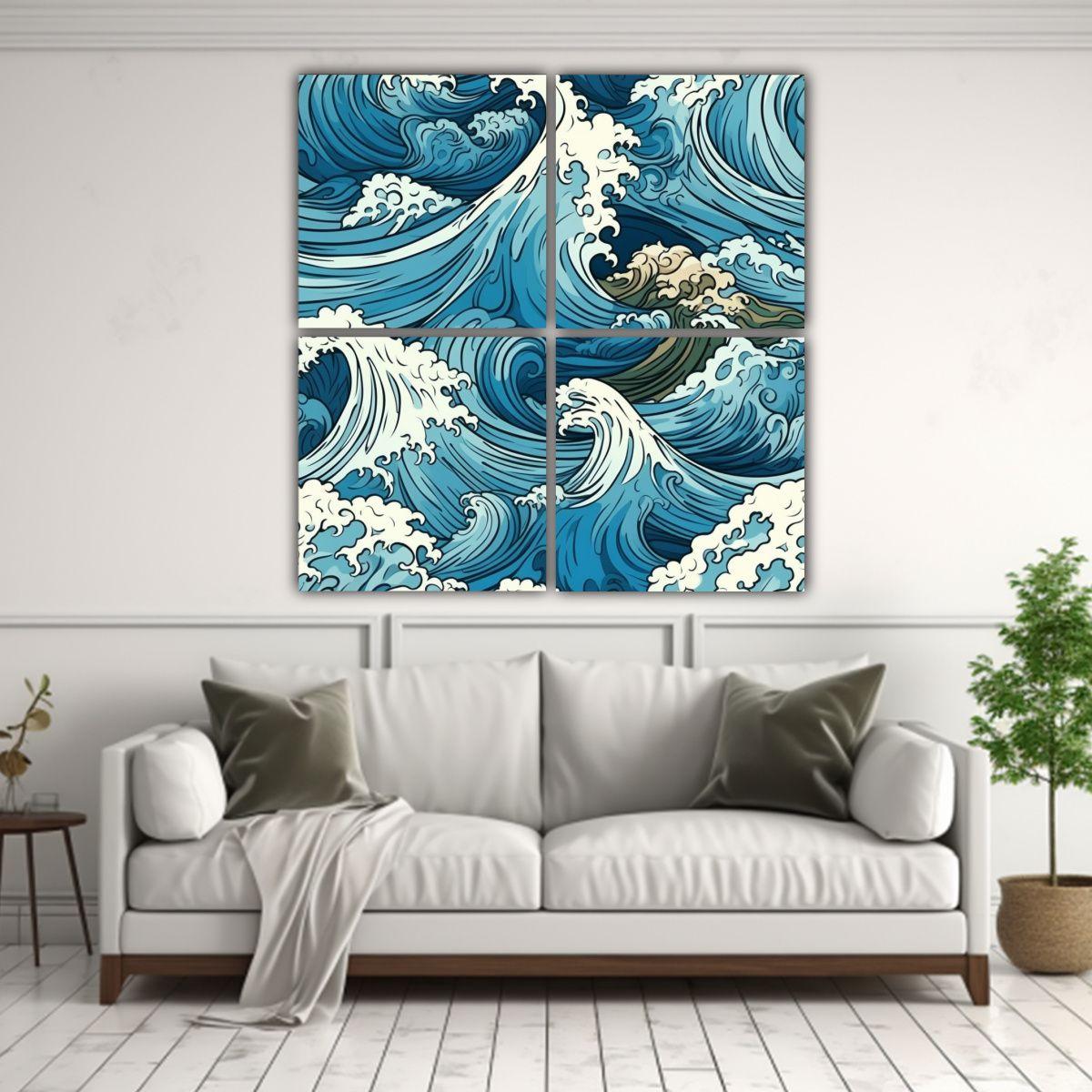 Cuadros Decorativos Con Ondas De Arte Callejero 140x140 Cm-2