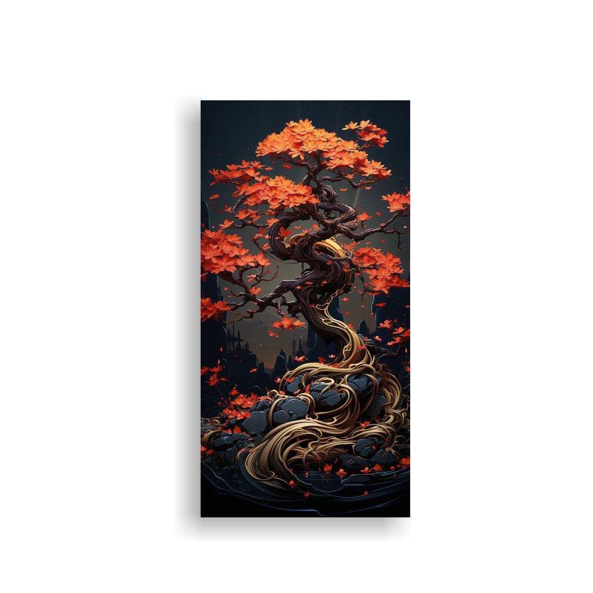 Cuadro De Arte Visual Diseño A árbol Bonsái 80x160 Cm-0