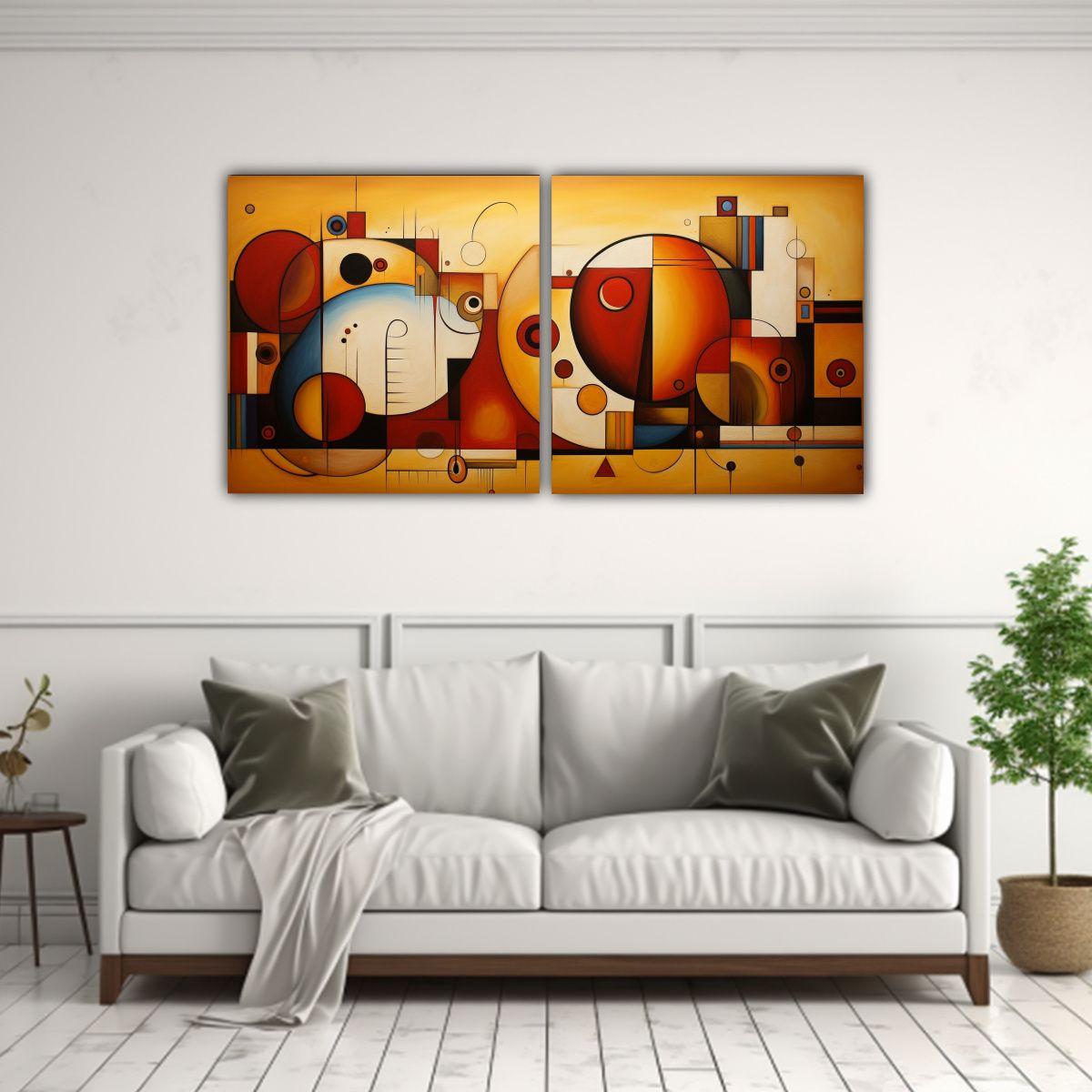 Conjunto 2 Lienzos Tela Estilo Galería 120x60 Cm-2