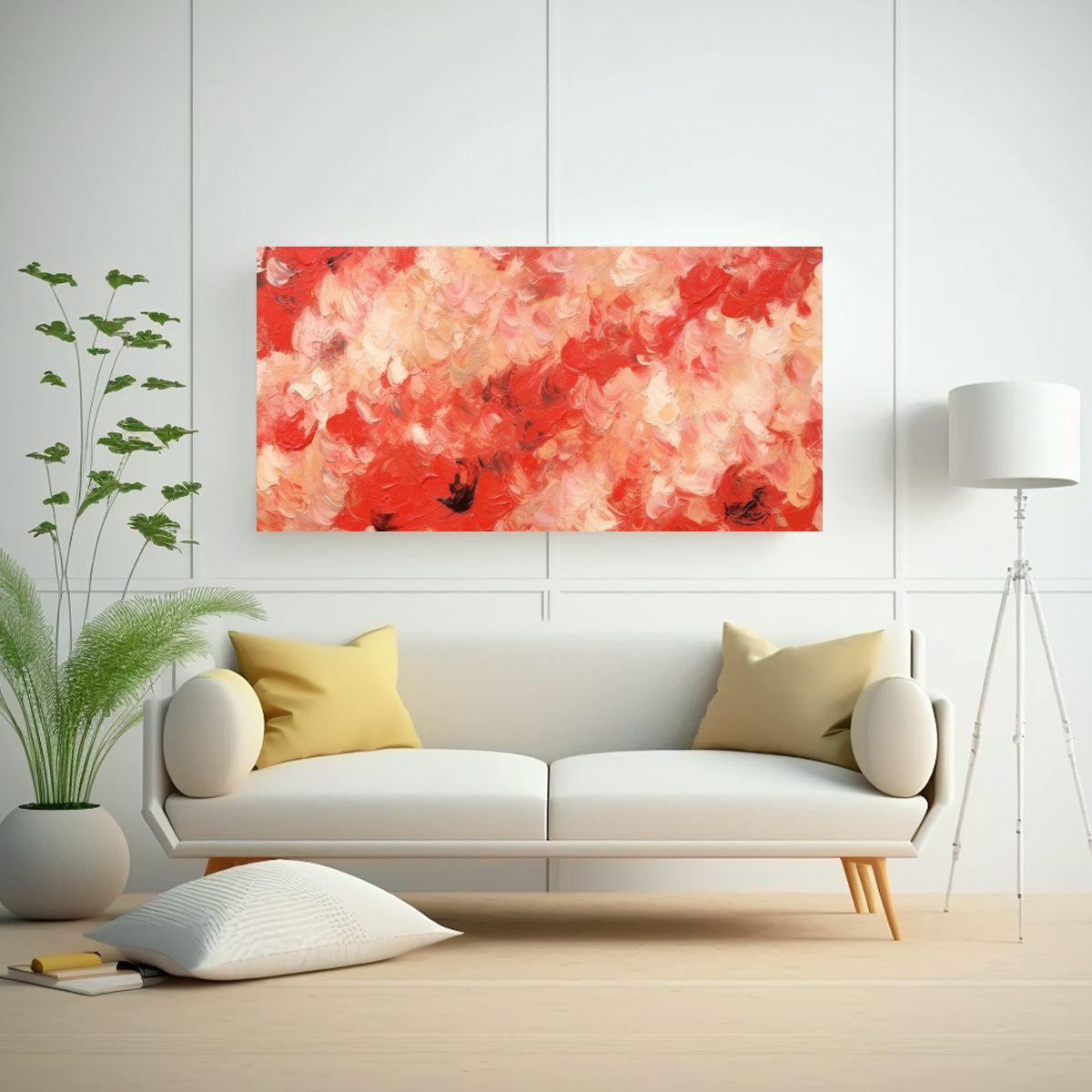 Pintura Al Estilo óleo Impresionista Roja Y 100x50cm-2