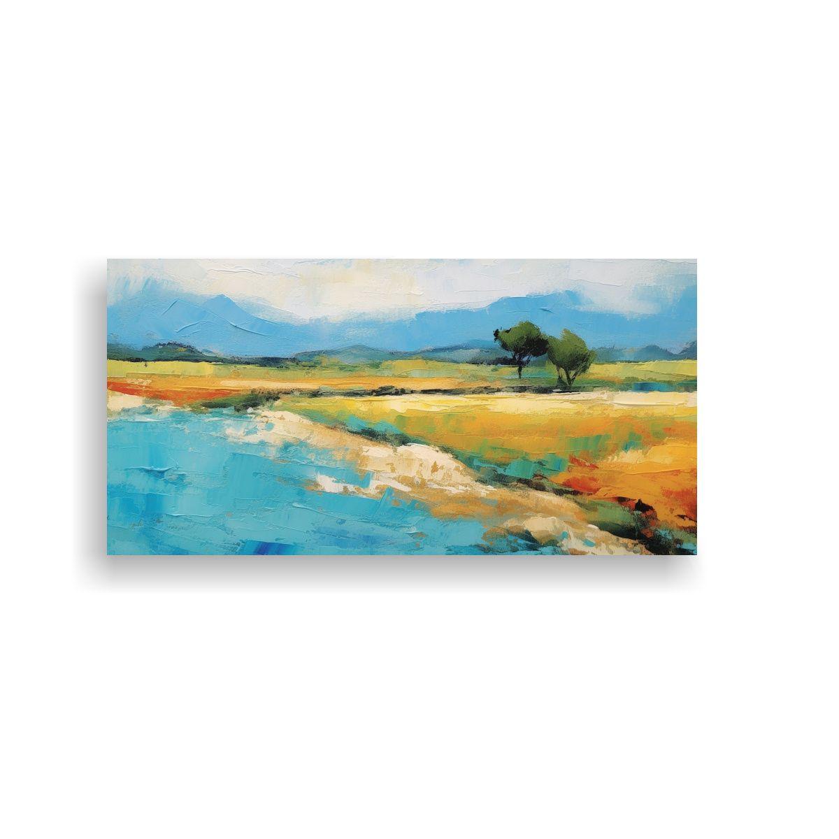 Pintura Decorativa Vintage De Costa Con Olas, 100x50cm-0