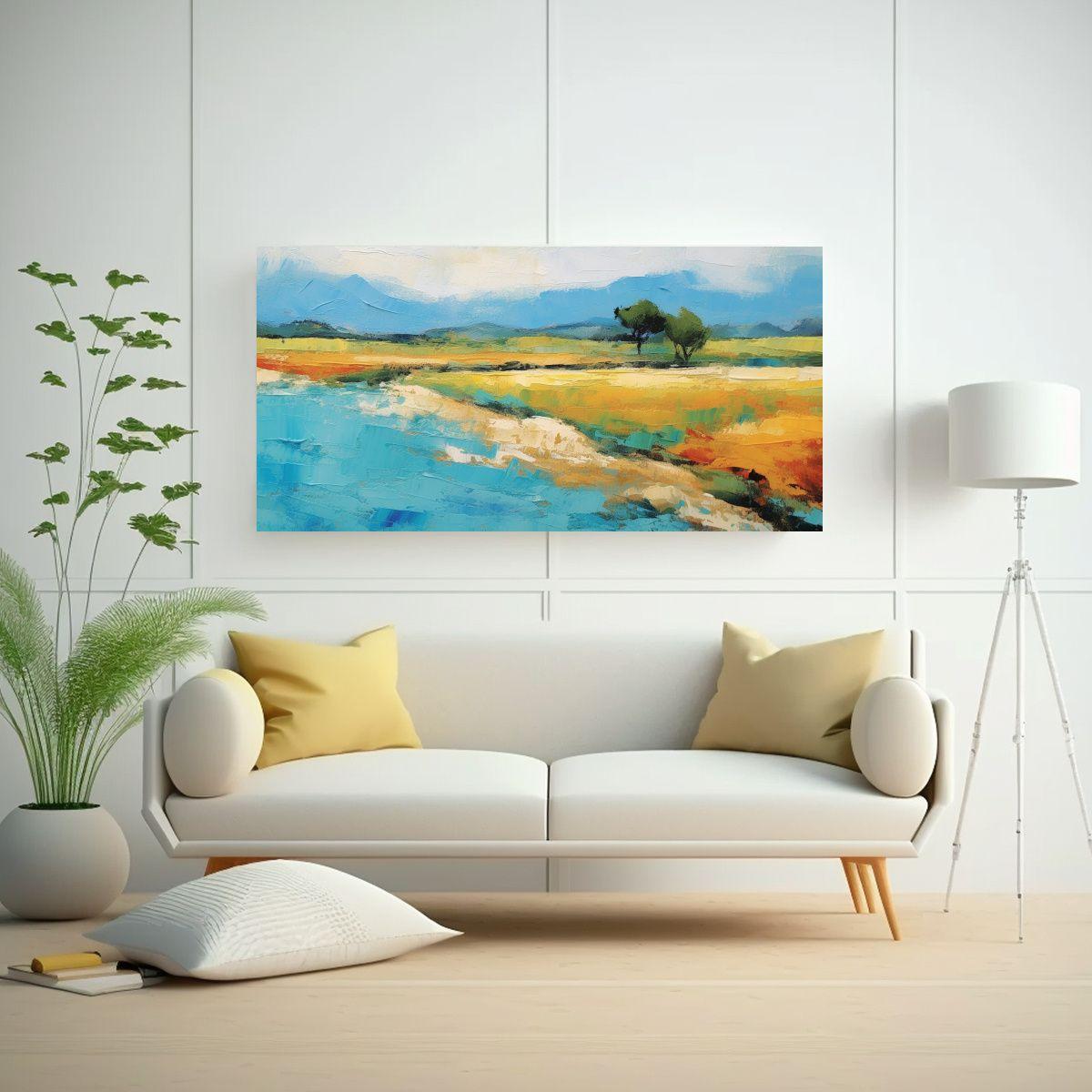 Pintura Decorativa Vintage De Costa Con Olas, 100x50cm-2