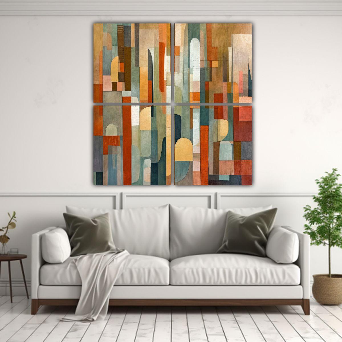 4 Lienzos Concepto Esquema Hooper Formas 60x60 Cm-2