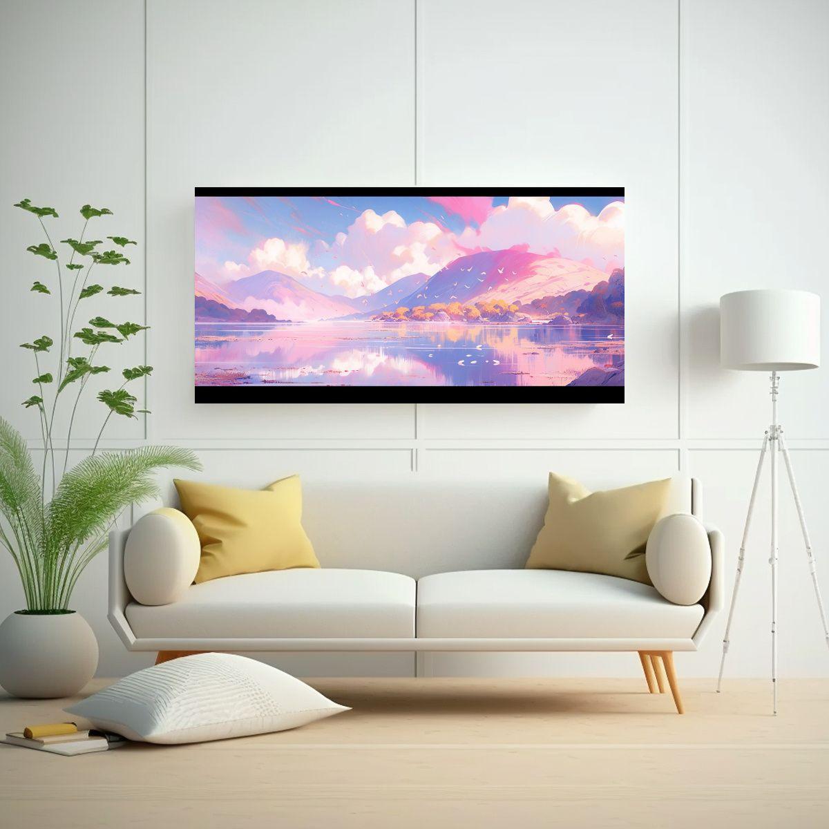 Cuadro Abstracto Temática Cálida De Montañas 160x80cm-2