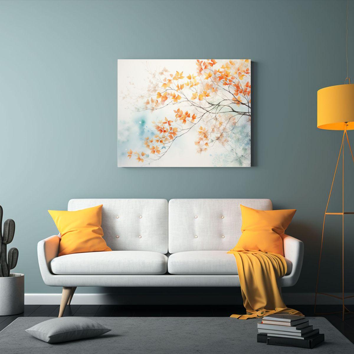 Pintura Abstracta En Acuarela De árboles De Arce 65x50cm-2