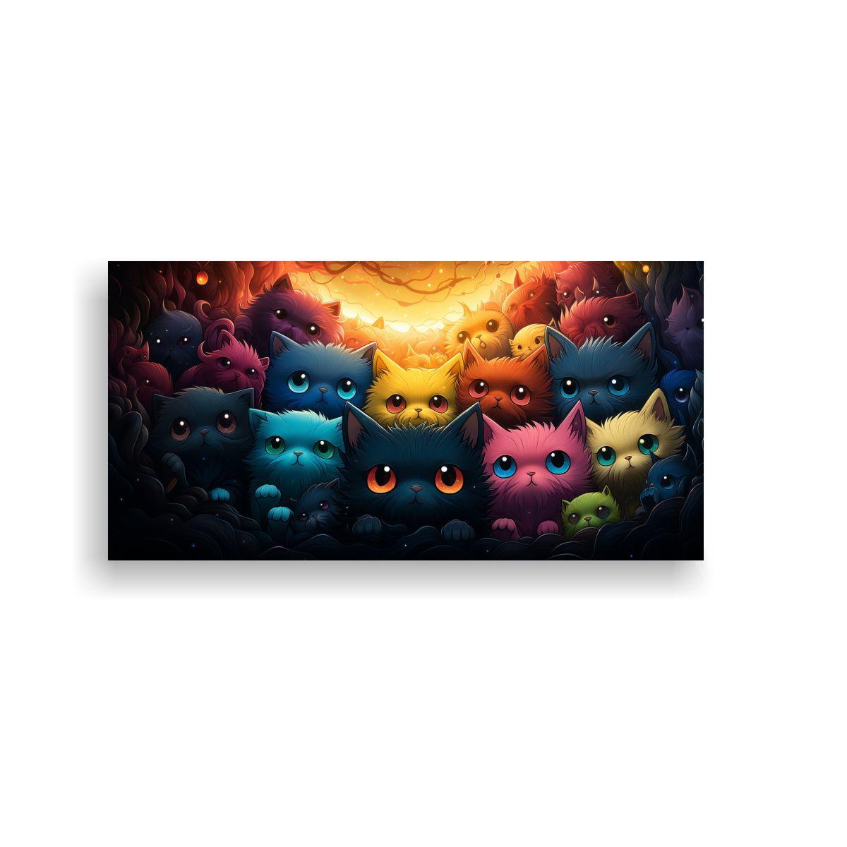Cuadro Moderno Gatos Calidez Colores Grupo Juntos 160x80cm-0