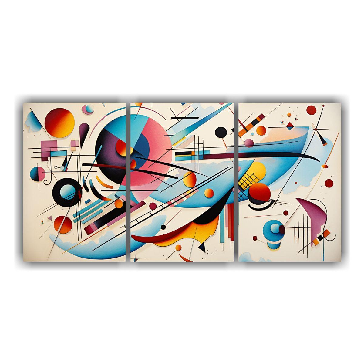 Tres Telas En Bastidor Cuadro Modernidad Pintura 90x45 Cm-0
