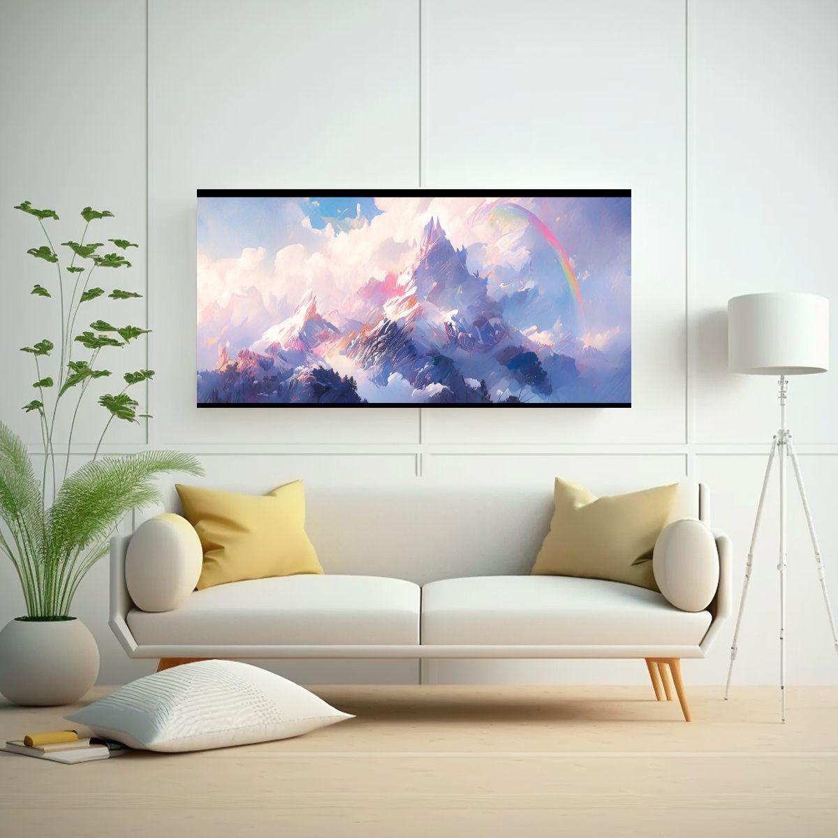 Cuadro Abstracto Poder En Montañas Nevadas 80x40 Cm-2