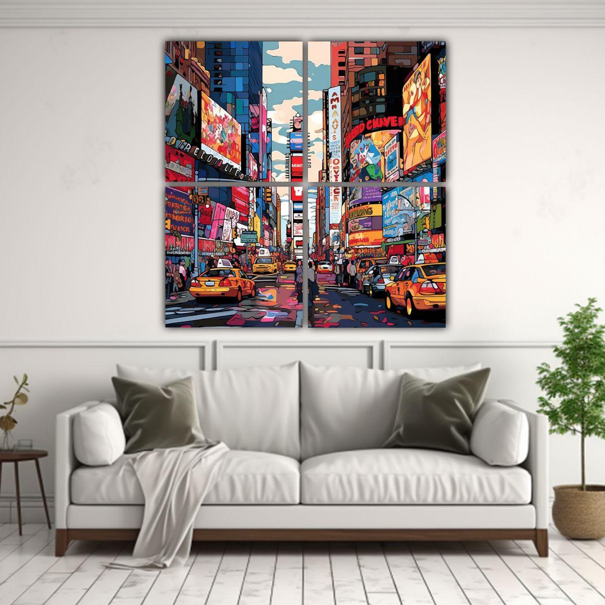 Cuadros Inspiración Simétrica Estilo Caricatura 160x160 Cm-2