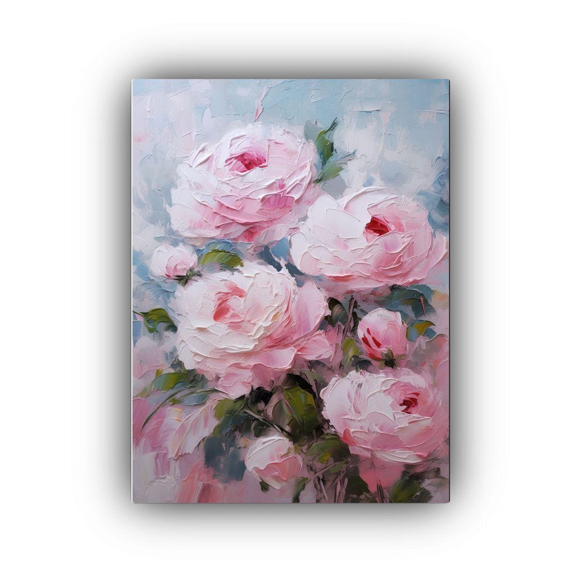 Pintura Abstracta De Rosas En Armonía De Colores 50x65cm-0