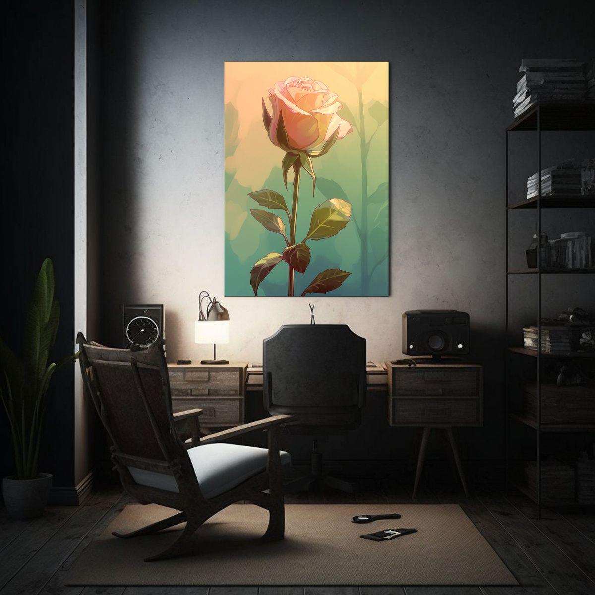 Pintura Profundidad única De Rosa En Tallo 50x75cm-2