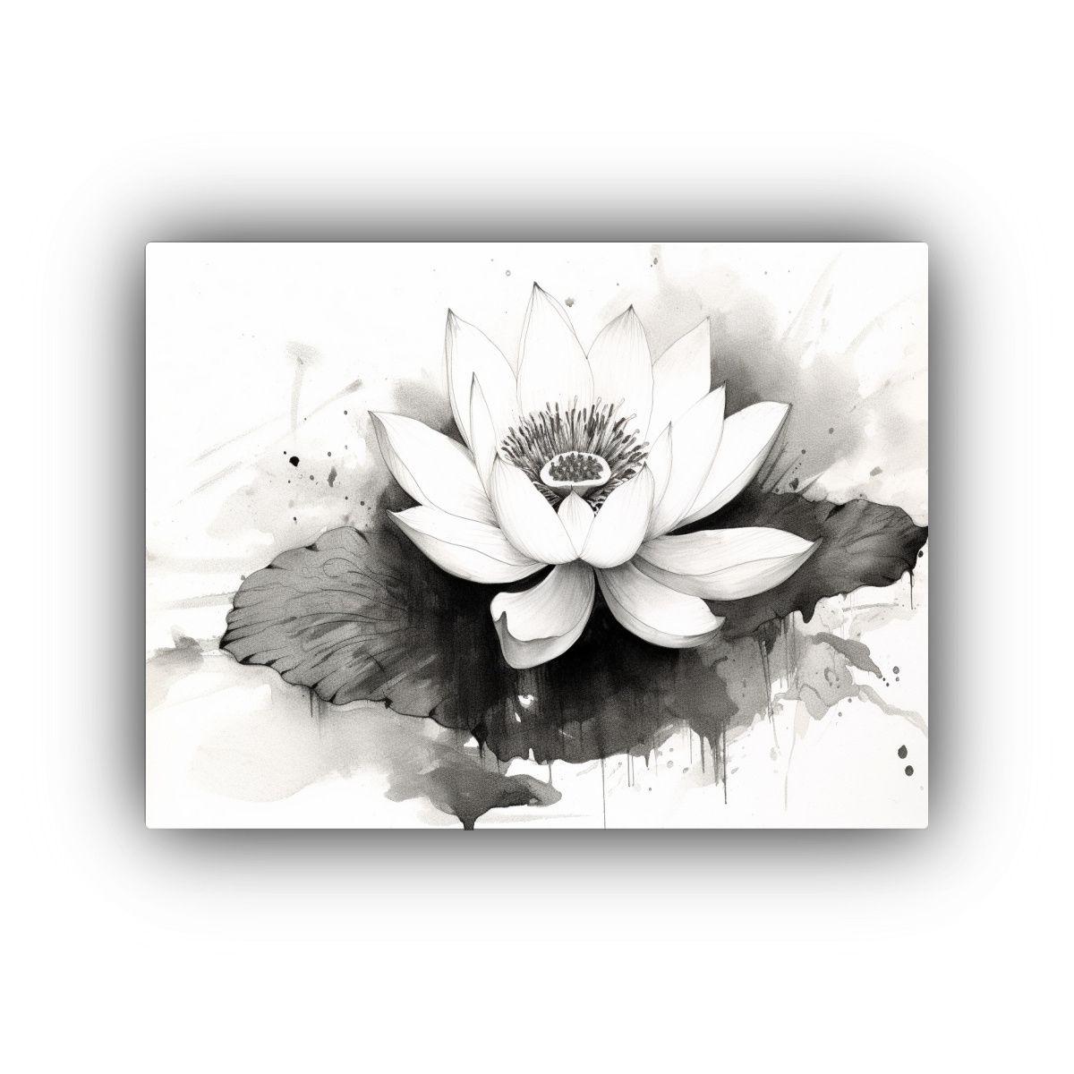 Cuadro De Loto Estilo Galería De Papel Blanco En 90x60cm-0