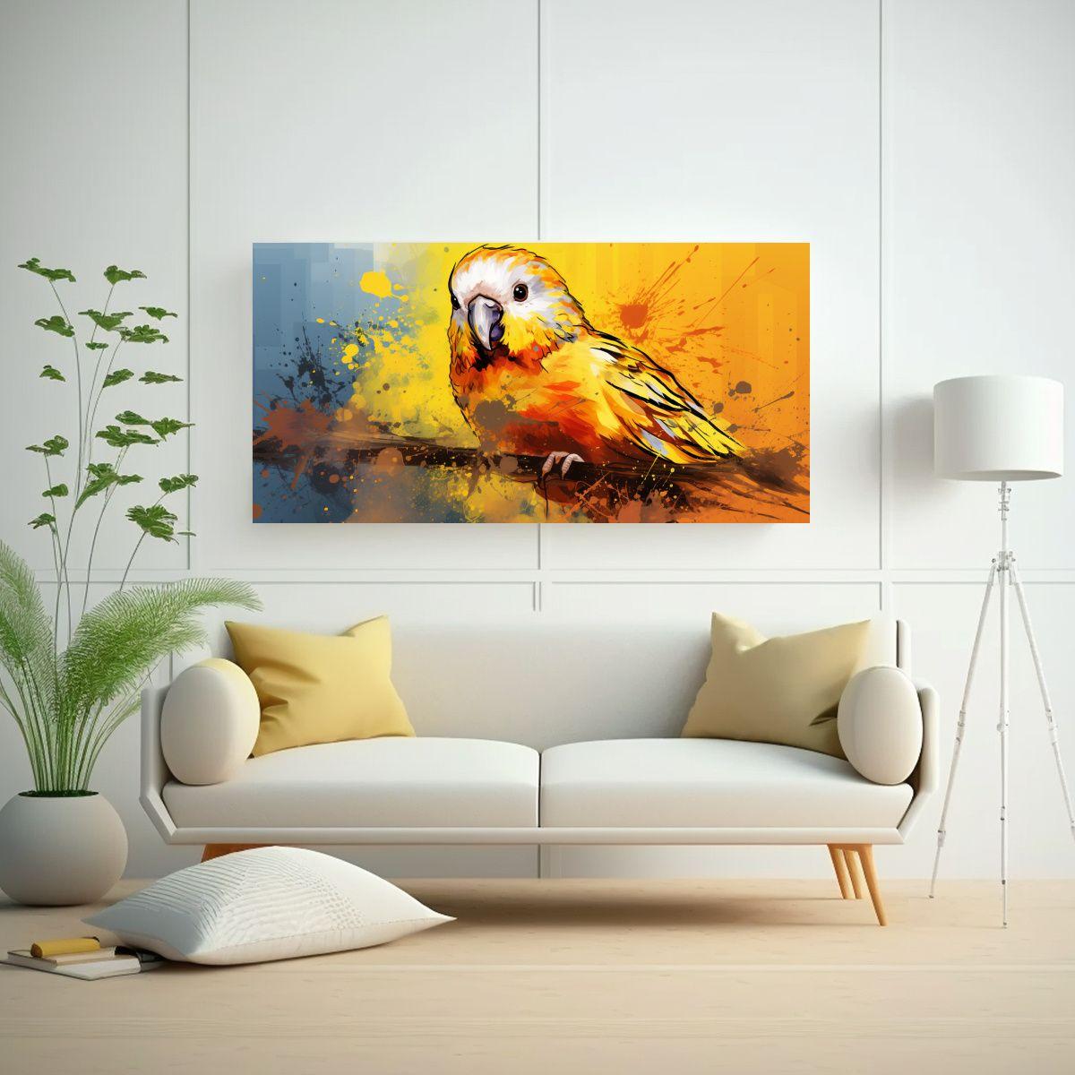 Pinturas Decorativas De Un Periquito En Colores 100x50cm-2