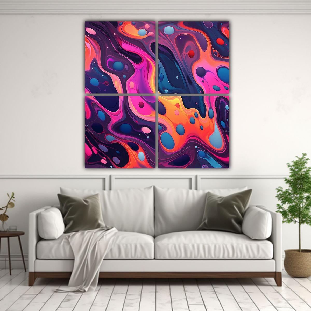 Cuatro Artes: Expresión Líquida Textura Colorida 160x160 Cm-2
