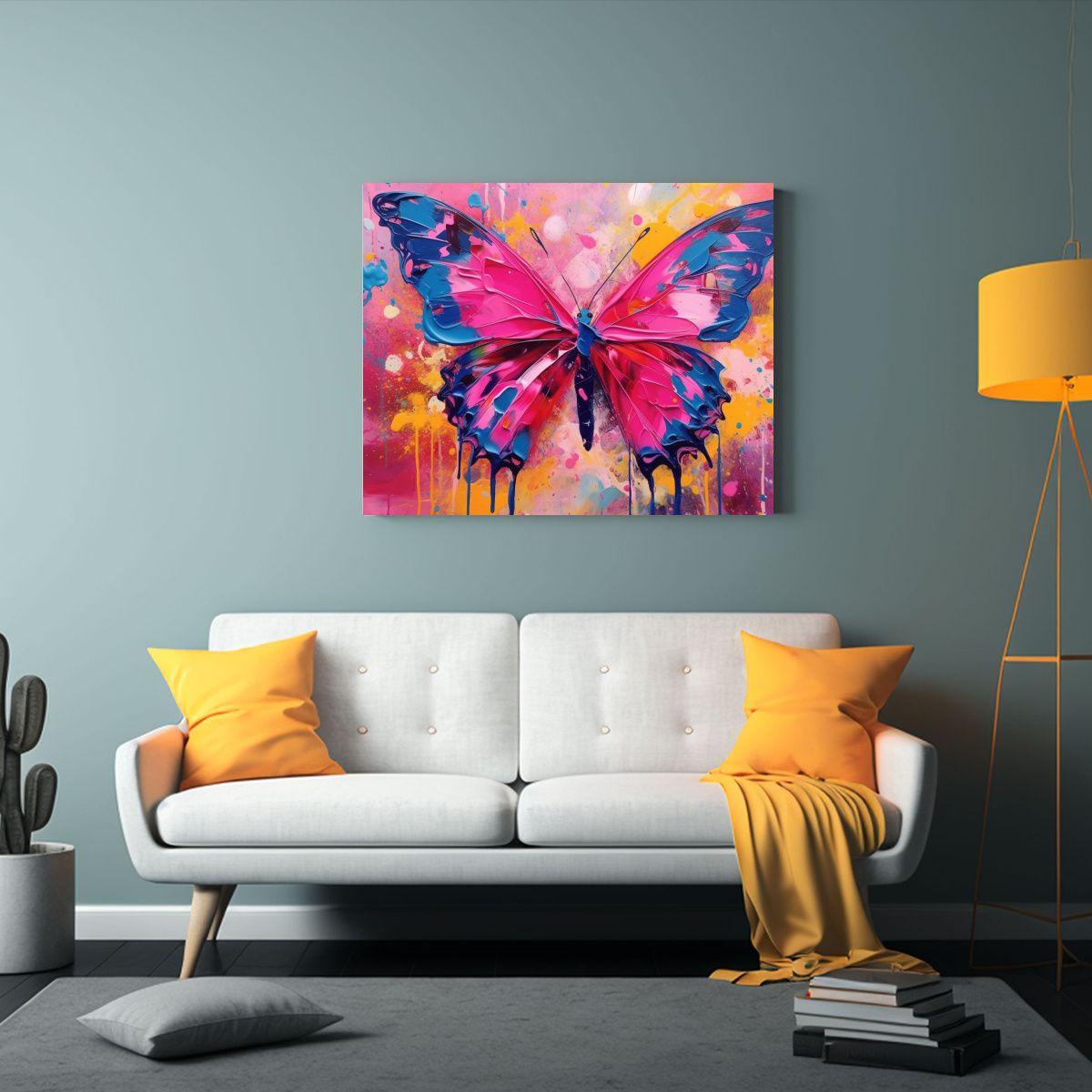 Cuadro De Tela Exclusivo: Mariposa Volando En Universo, Arte 50x40cm-2