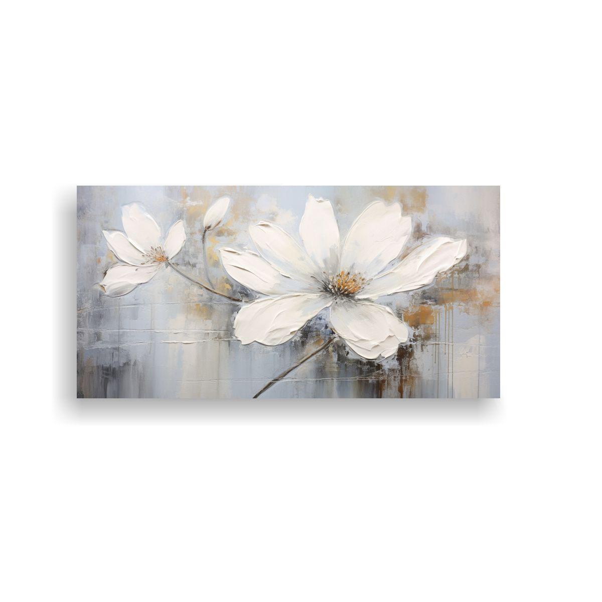 Pintura En Acuarela De Flor Blanca Estilo 100x50 Cm-0