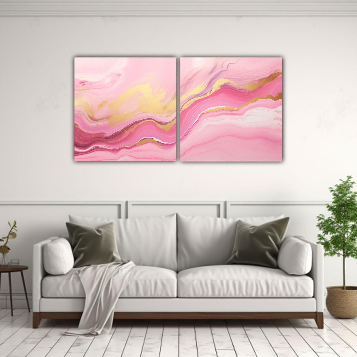 Cuadros Movimiento Escenario Pink And Gold 160x80 Cm-2