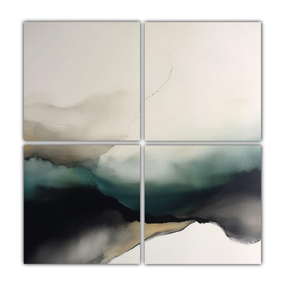 Cuatro Lienzos De Patrón Intenso Alegría Para 60x60 Cm-0