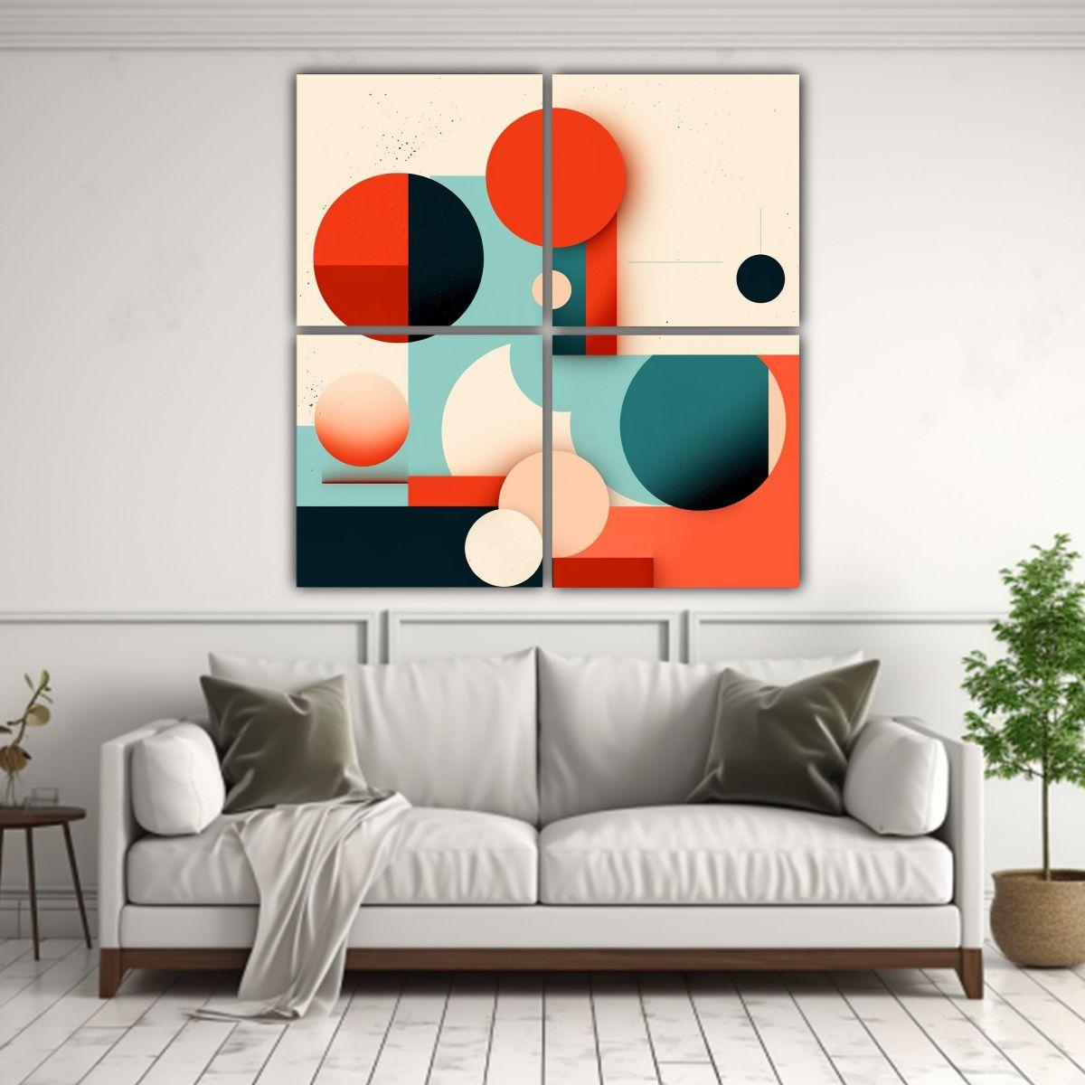 Cuadriptico Minimalista Abstracto Con Movimiento 180x180 Cm-2