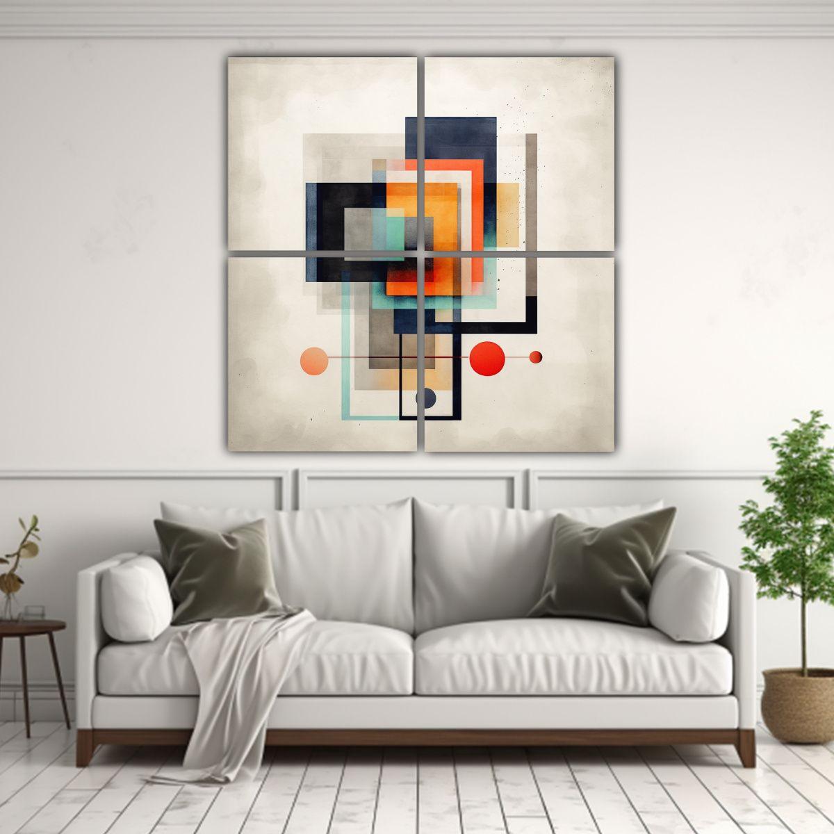 4 Cuadros Relieve Abstracto Geométrico 60x60 Cm-2