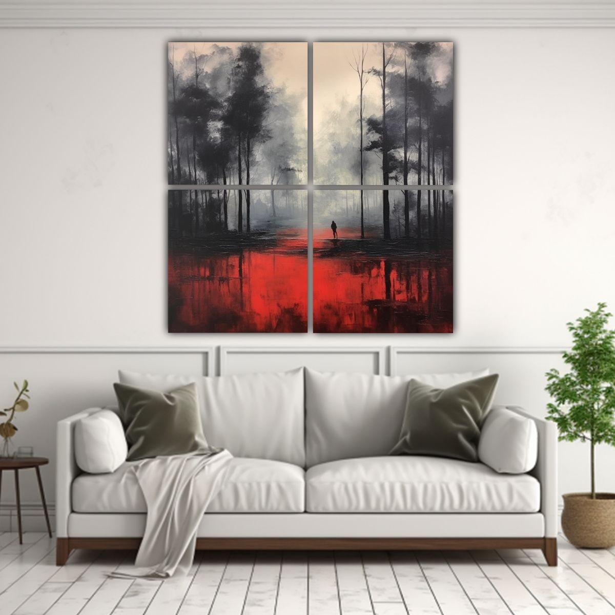 Cuatro Lienzos De Tela Con Detalles Intrincados: 120x120 Cm-2