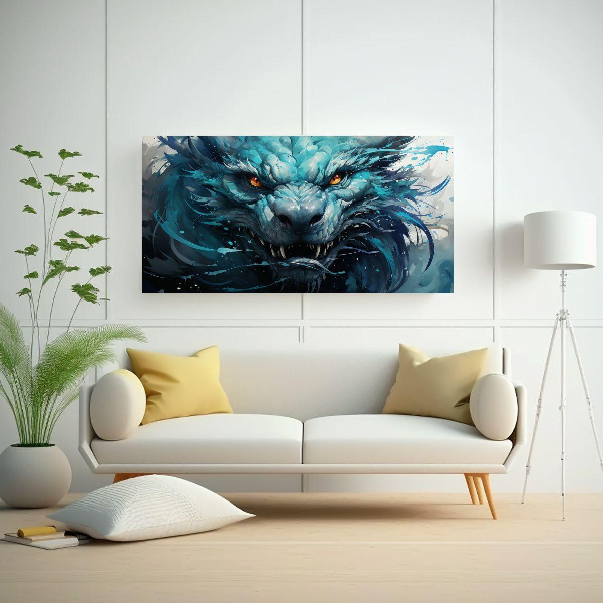 Pinturas Decorativas De Dragón En Colores Turques 120x60cm-2