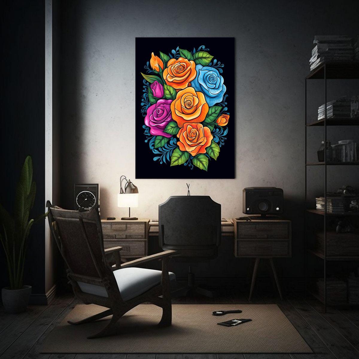 Página De Colorear Flores Negras En Lienzo 80x120 Cm-2