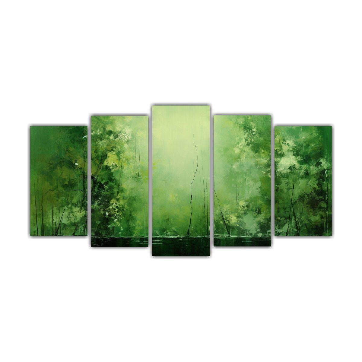 Pinturas Decorativas Abstractas Verdes: Bosque En 150x75 Cm-0