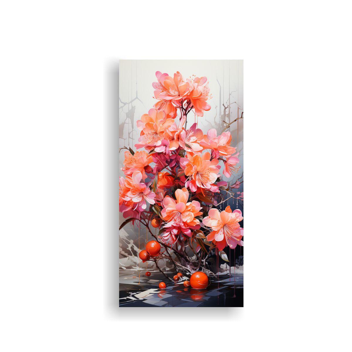 Pintura Abstracta En Colores Fucsia Y Naranja 80x160cm-0