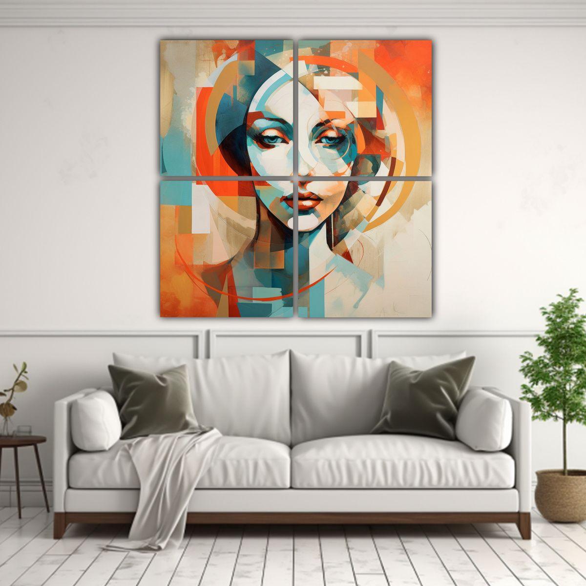 4 Pinturas Abstractas De Mujer De Alta Calidad 120x120 Cm-2