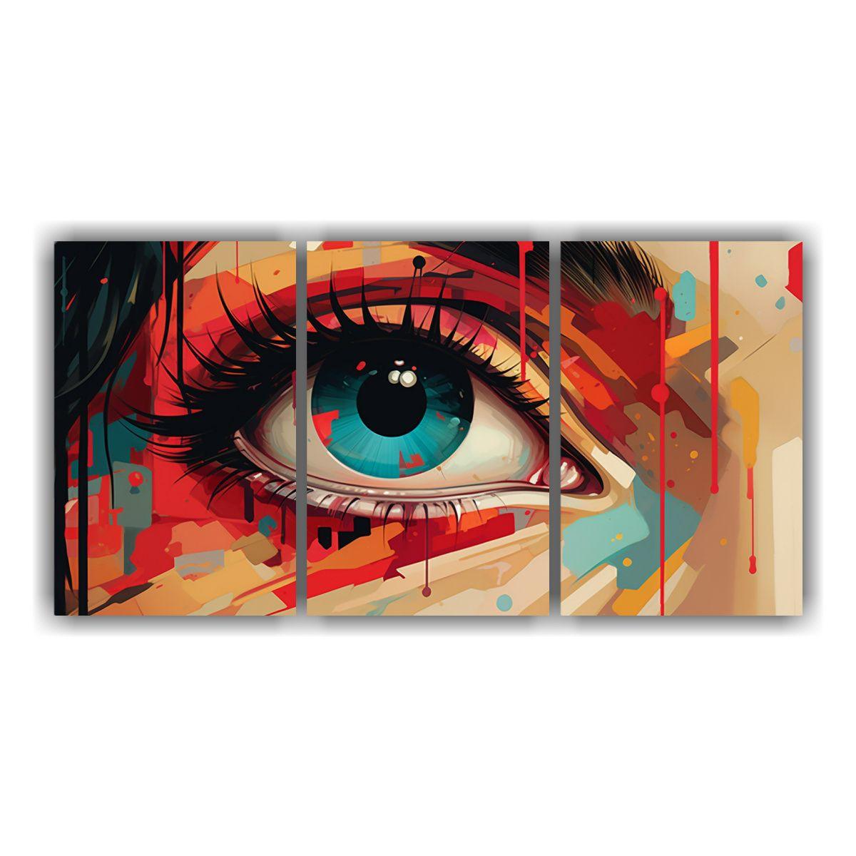 Pinturas Abstractas De Ojos En Composición 150x75 Cm-0