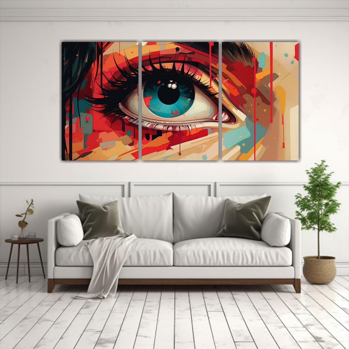 Pinturas Abstractas De Ojos En Composición 150x75 Cm-2