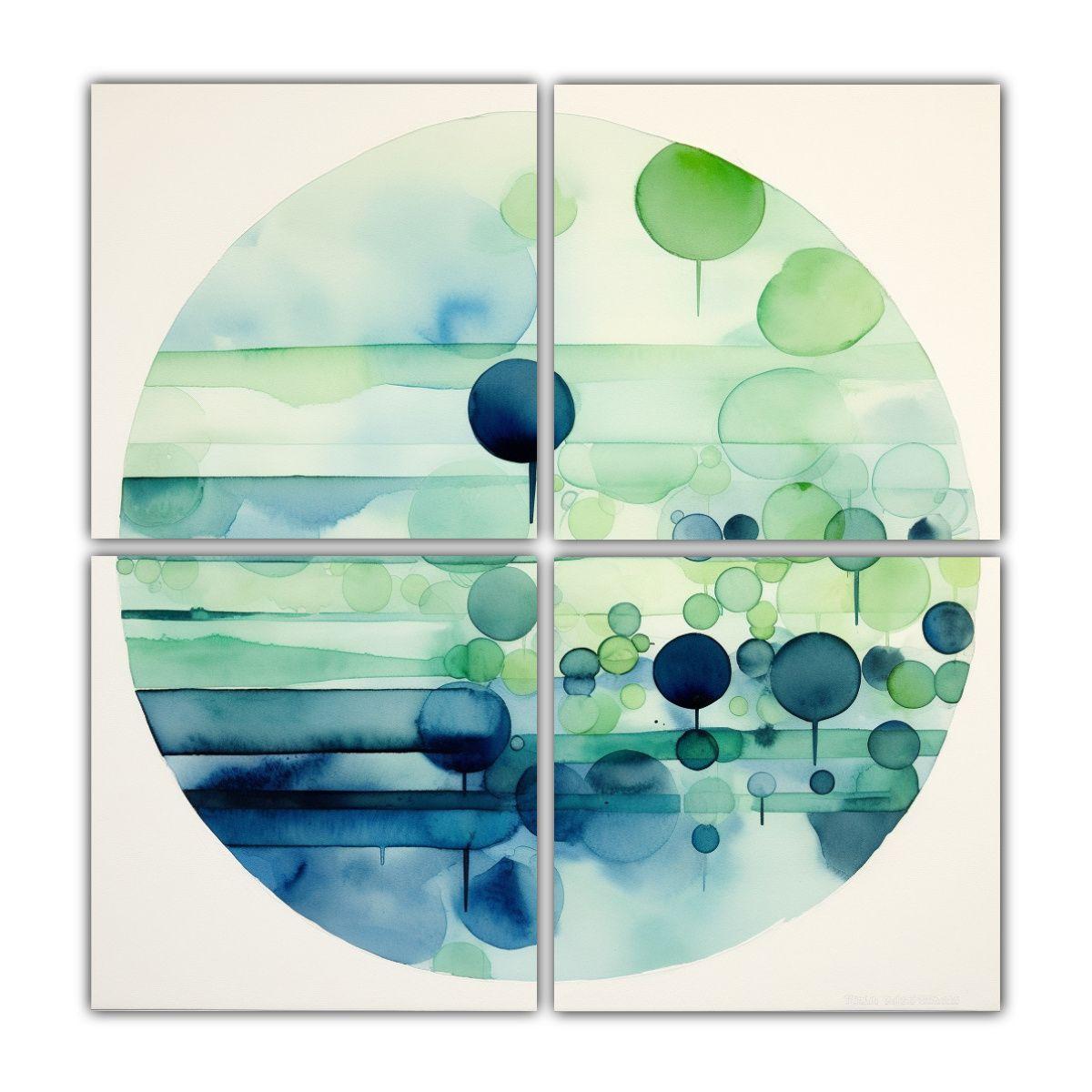 Pintura Abstracta Acuarela En Capas Con Un Gran 160x160 Cm-0