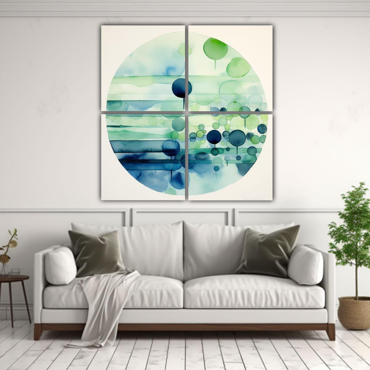 Pintura Abstracta Acuarela En Capas Con Un Gran 160x160 Cm-2