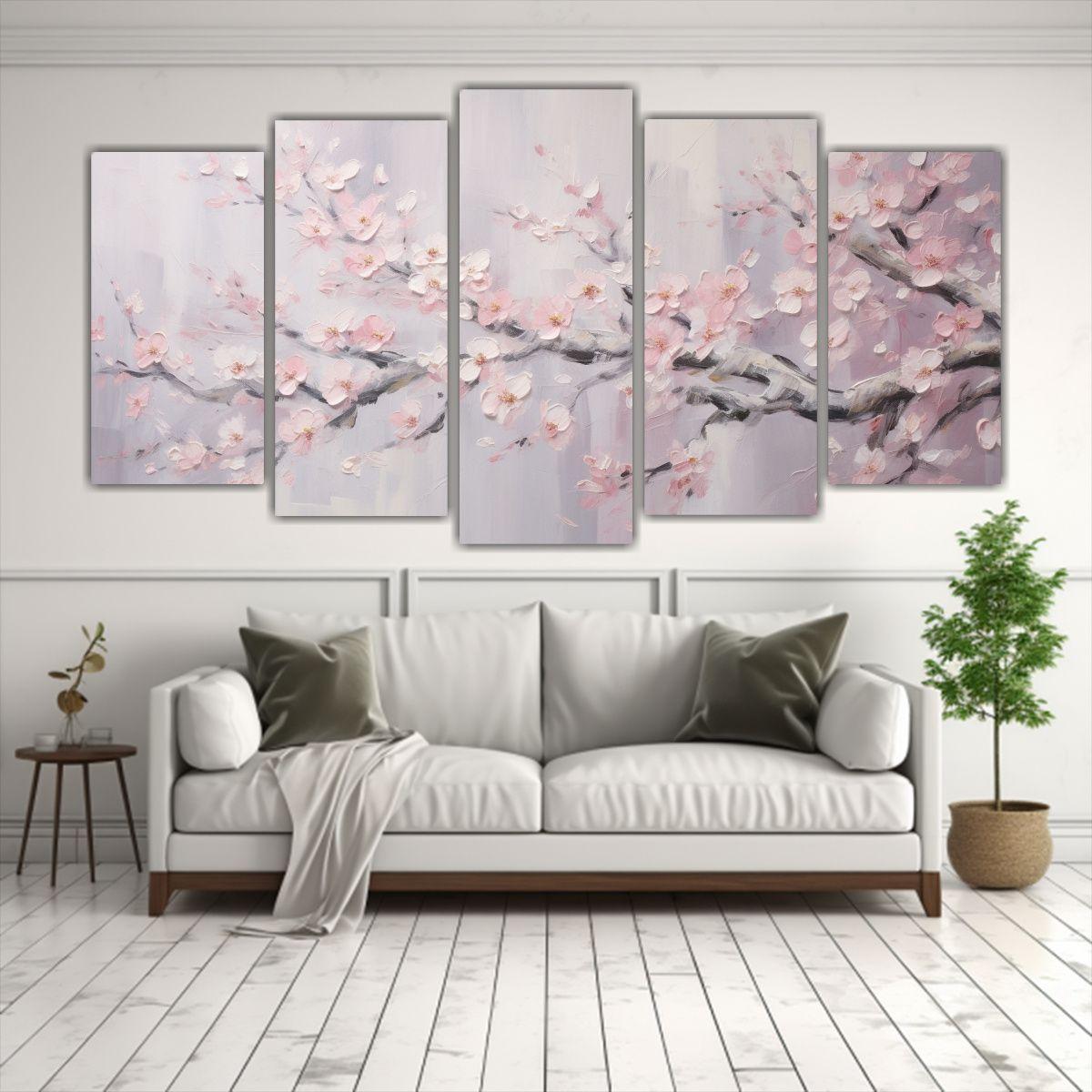 Pintura En Lienzo Cinco Artes Estrellados Flores 250x125 Cm-2