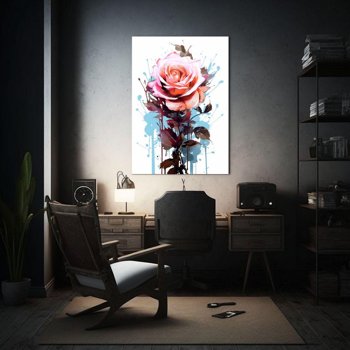 Pintura Decorativa Estilo Graffiti Floral Rosa 60x90cm-2