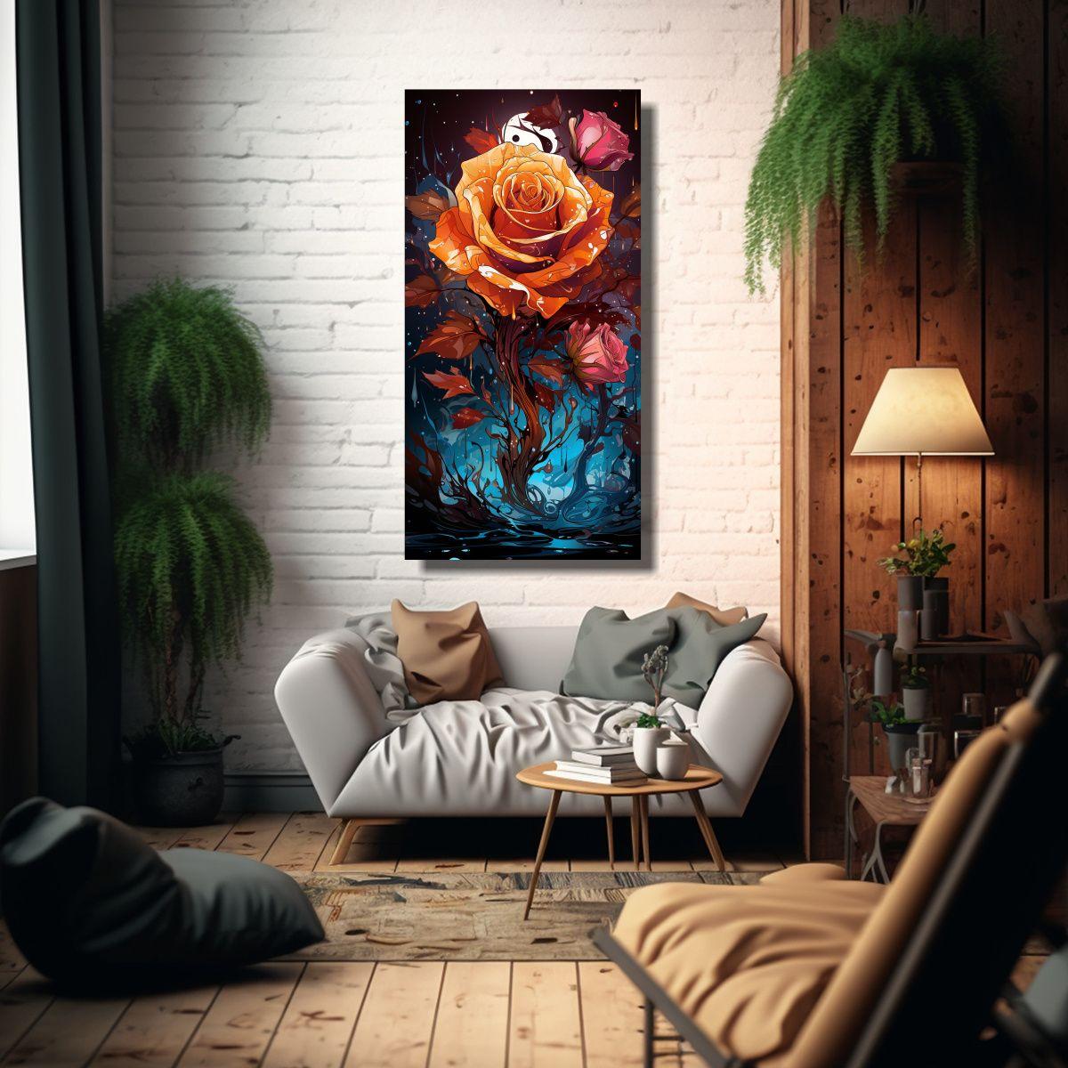 Pintura Decorativa Temática De Rosa Estilo 60x120cm-2