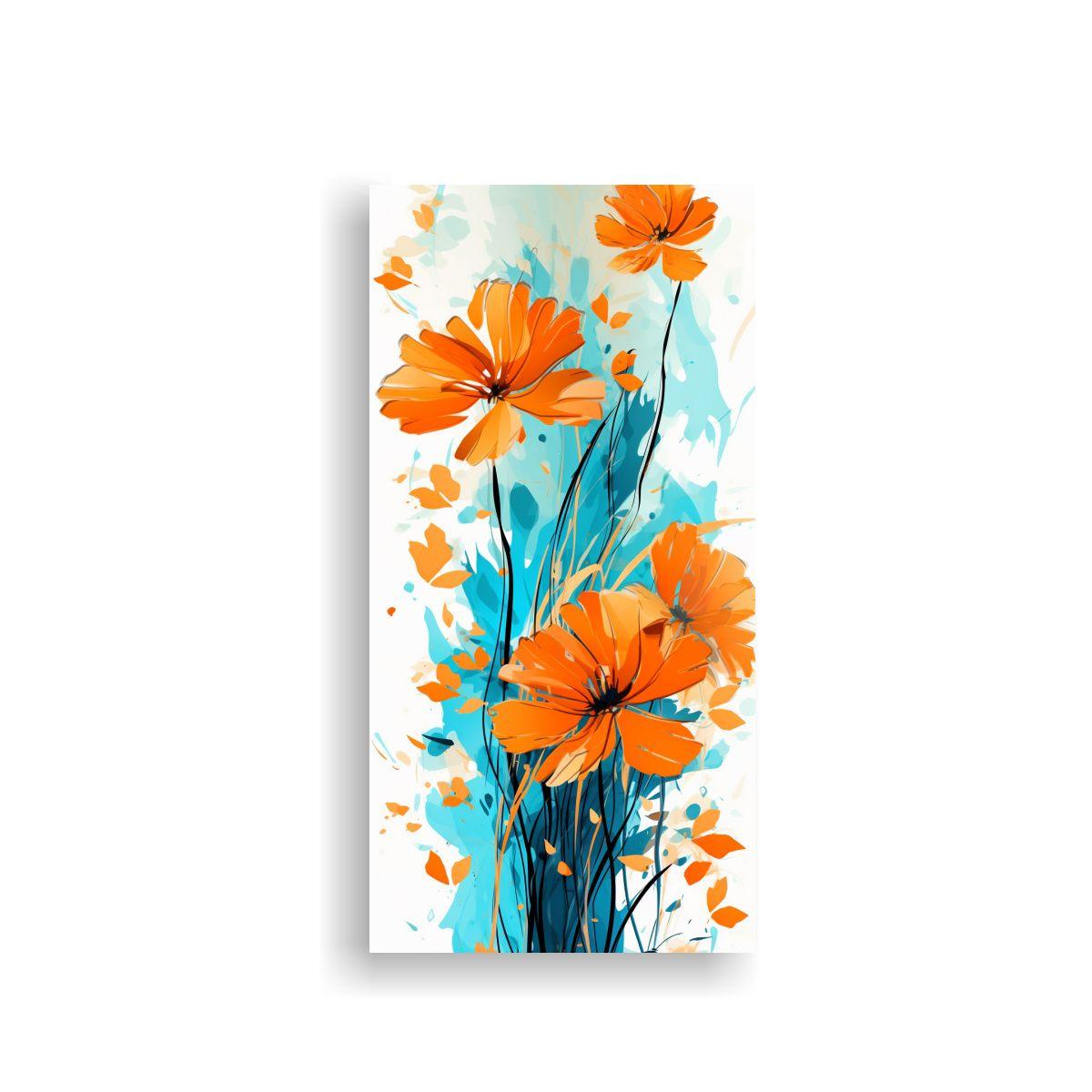 Pintura Abstracta De Tela En Bastidor Con Hierbas 20x40cm-0