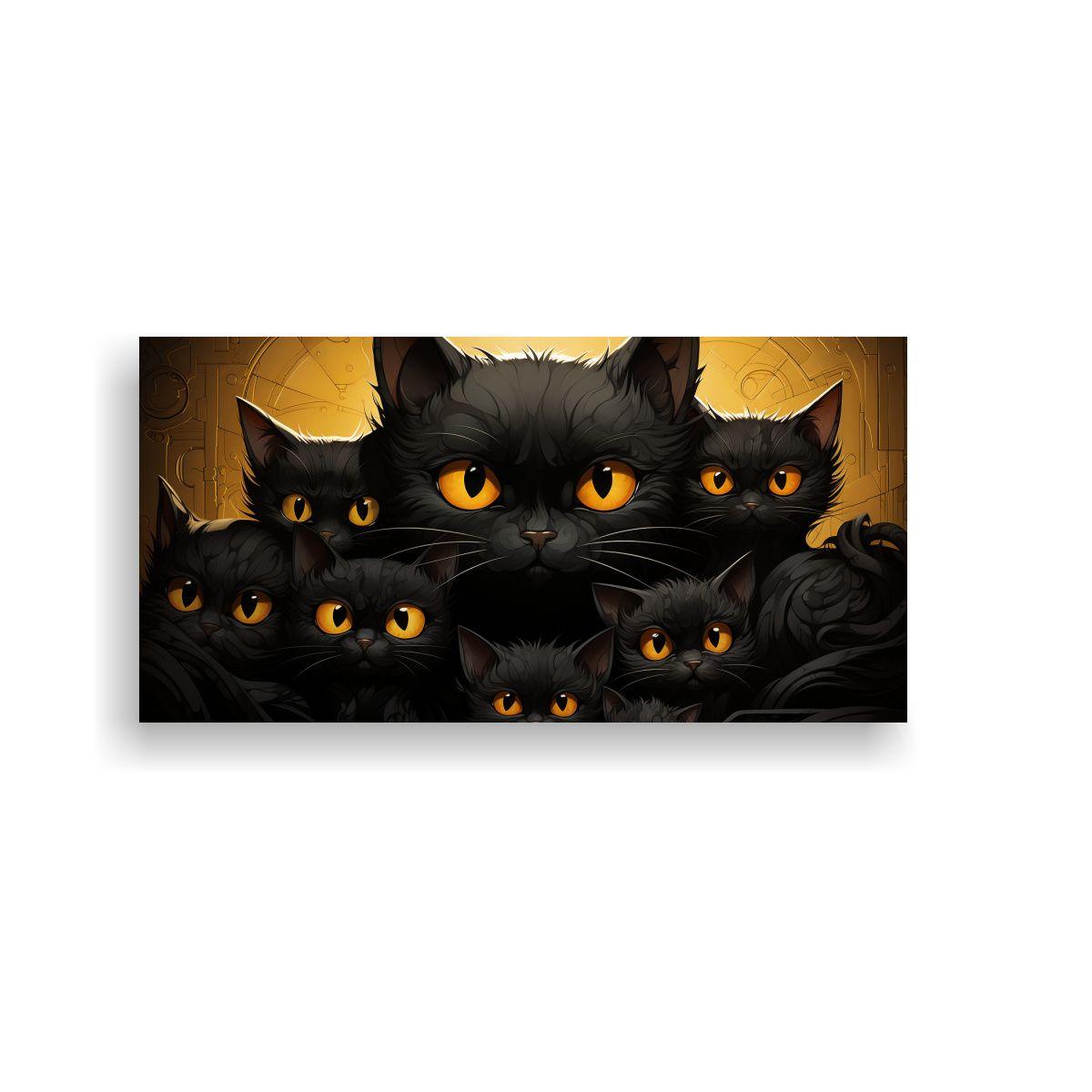 Lienzo Abstracto De Gatos Negros Sobre Fondo 160x80cm-0