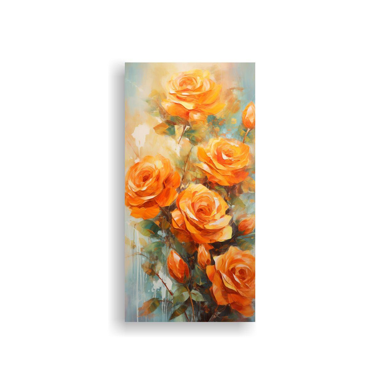 Cuadro Vanguardia Naranja Rosas Temático Lienzo 80x160cm-0