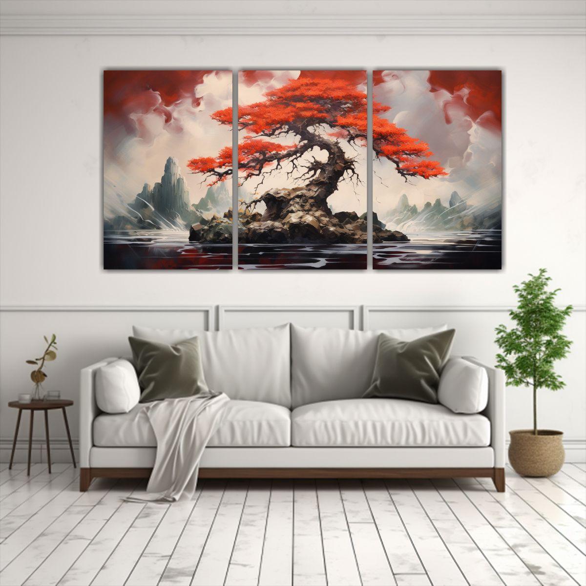 Pintura Abstracta De árbol Bonsái Estilo óleo 180x90 Cm-2