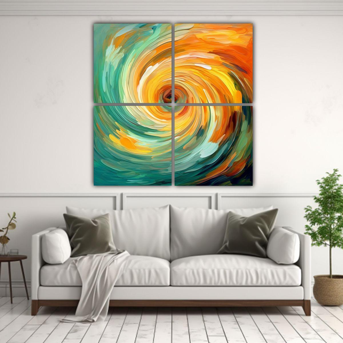 Cuadros Abstractos Coloridos Vitalidad Con Giro 80x80 Cm-2