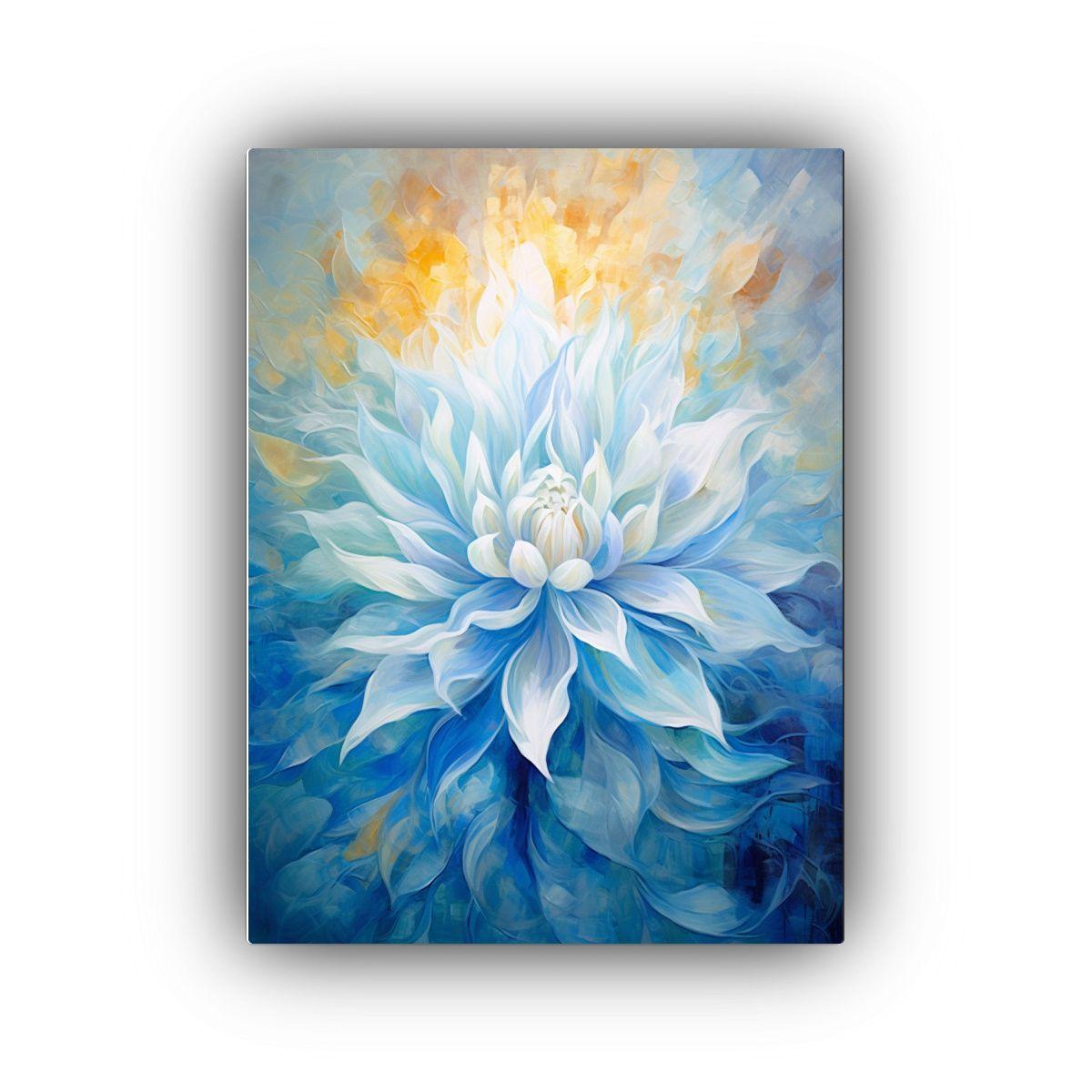 Pintura Abstracta De Flores En Azul Arte 30x40 Cm-0