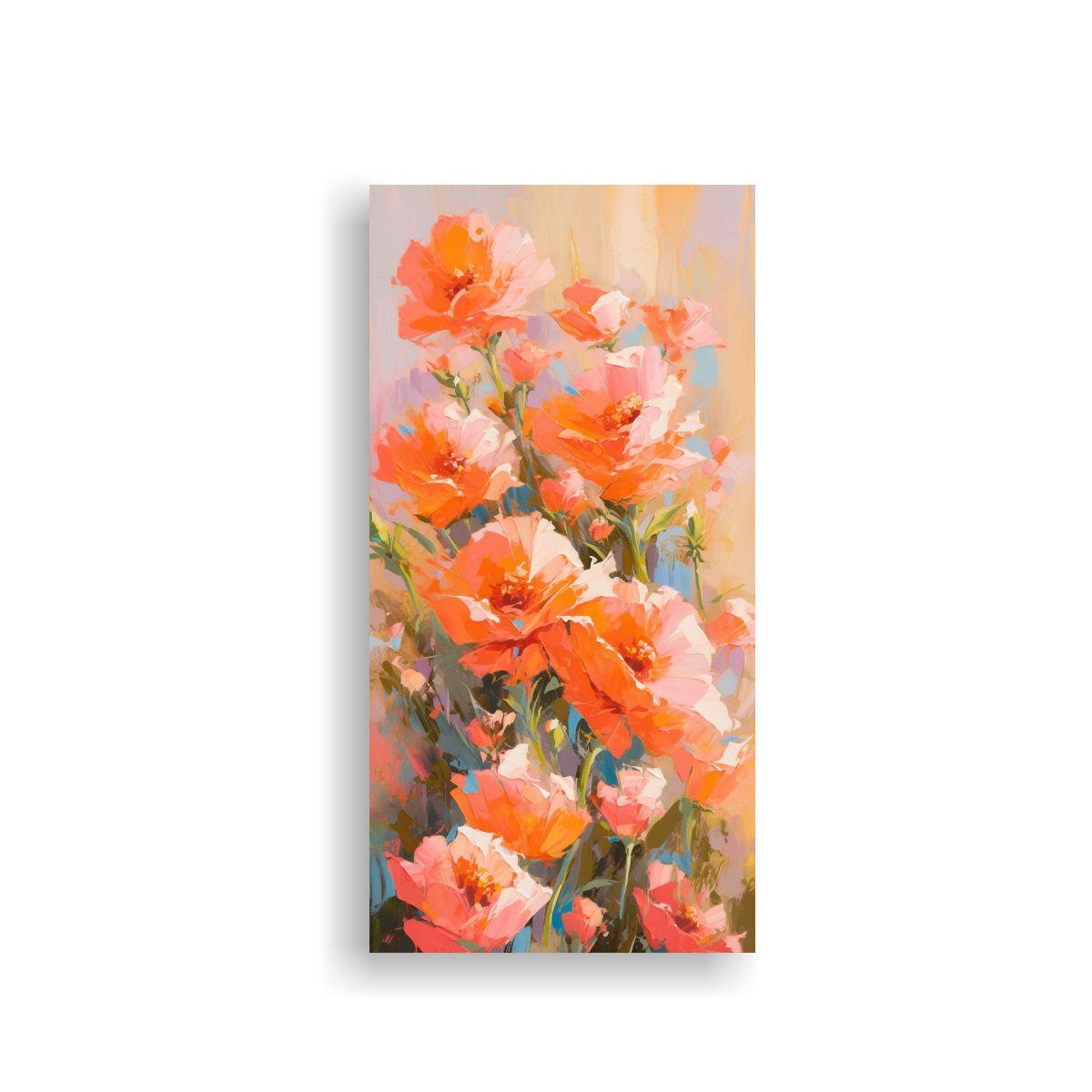 Cuadro Impreso Escena Florales En Colores Naranja 40x80cm-0
